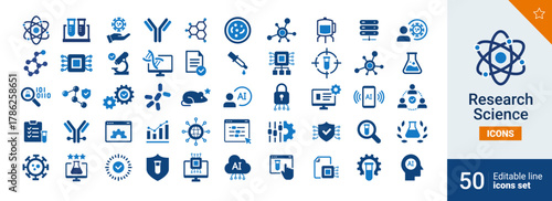 Research Basic icons Pixel perfect. science, cell, control,...	
