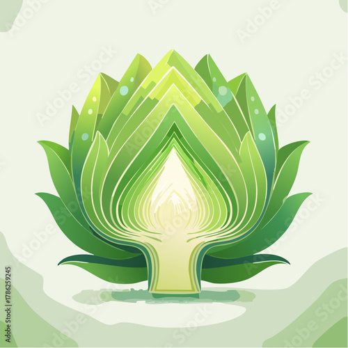 A fresh green artichoke with tightly packed layers and soft matte textures catching light.