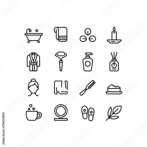 Spa and beauty icons set isolated on white background collection of linear vector icons for spa and beauty salon concept