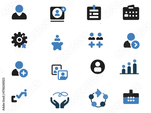 A collection of user interface icons representing social and collaborative concepts.