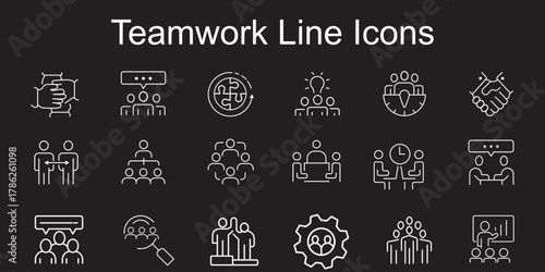 Meeting Big Line icon set. Contains related to consultation, meeting, social, video, call, room, meet and more. Minimalist set of line pictogram. Editable stroke. Vector illustration.