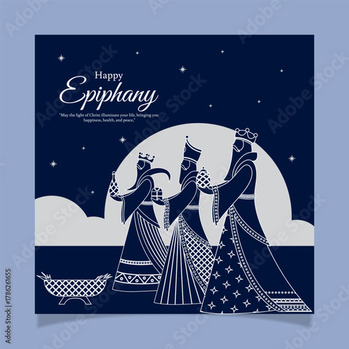 Vector illustration of Happy Epiphany social media template