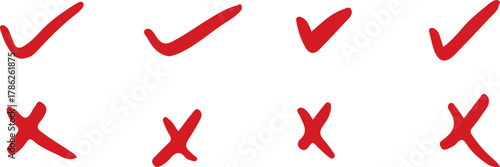Red heart check mark icon vector on white background for choice and vote illustration