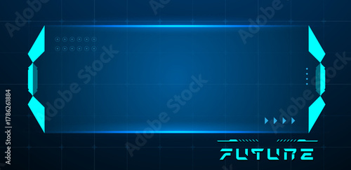 Simple technology box or futuristic callout title blue. Vector illustration	