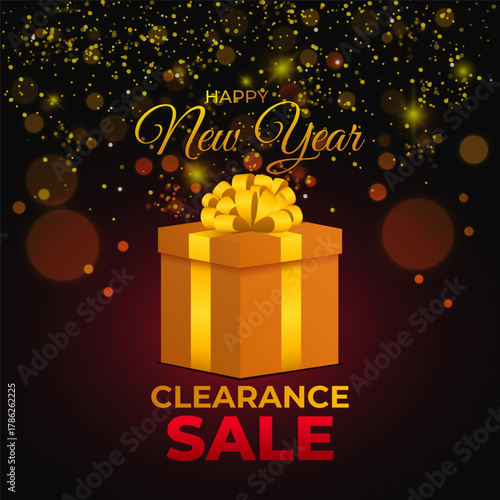 Vector illustration of Happy New Year Sale social media template