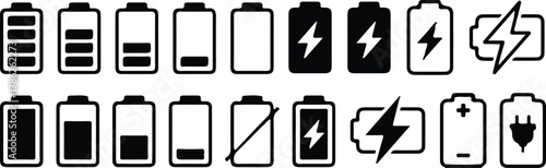 battery charge icons set vector energy sign symbol logo design illustration art design