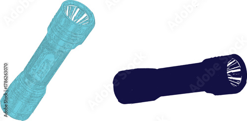 The image features two distinct flashlights displayed against a clean white background, allowing their colors and designs to be easily distinguished.