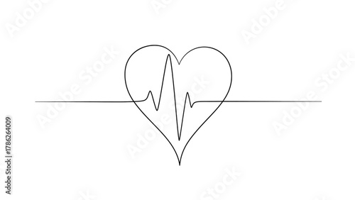 A simple line drawing of a heart shape with an electrocardiogram line running through its center