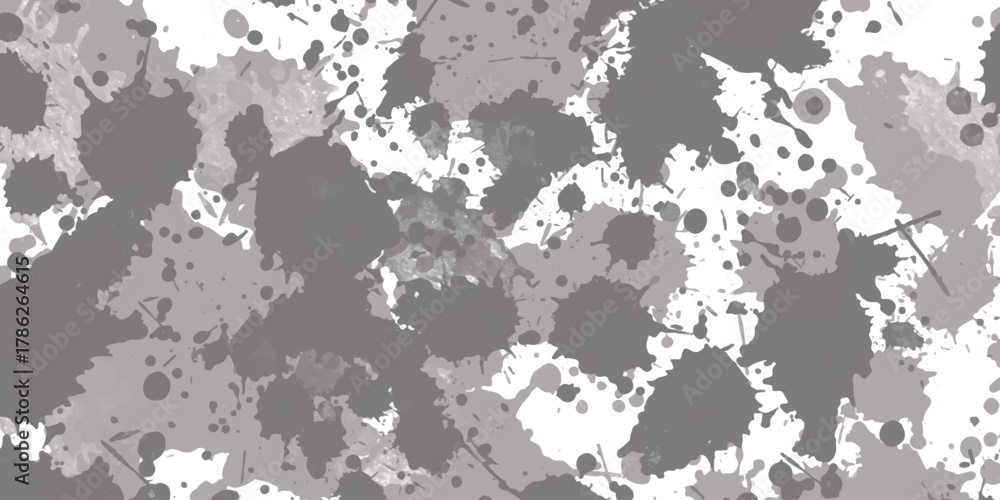Obraz premium Abstract grey ink paint splatters background texture graphic isolated on white background