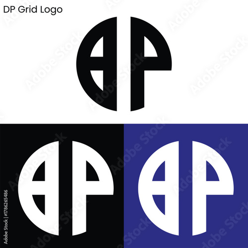  Circular Double Letter Mark Logo Designs With Grid 