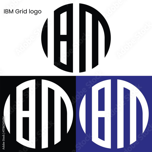 Circular Triple Letter Mark Logo Designs With Grid 
