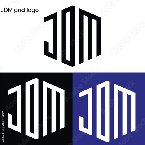 Polygon Triple Letter Mark Logo Designs With Grid 