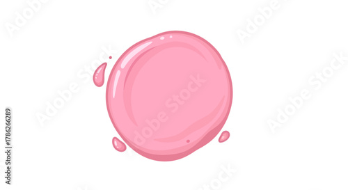 Pink bubble gum creation with shiny surface and cartoonish art style illustration