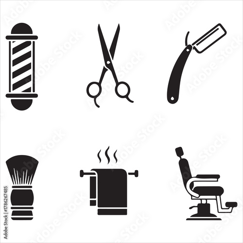 barber shop icon black line art