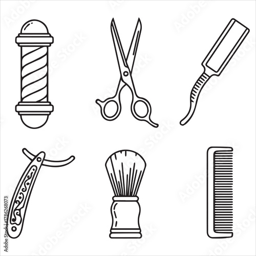 barber shop icon black line art
