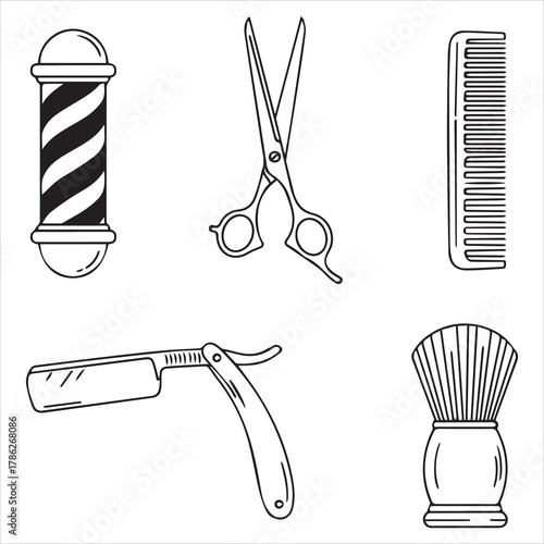 barber shop icon black line art