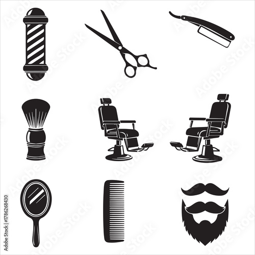 barber shop icon black line art