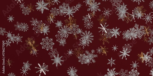 Wallpaper Mural Decorative snowflake pattern on maroon backdrop suitable for Christmas holiday design. Winter themed background with artistic falling Torontodigital.ca