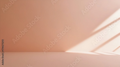 Minimal Beige and Pink Studio Background with Sunlight Shadow