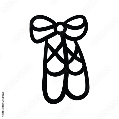 Hand drawn ballet shoes outline element icon