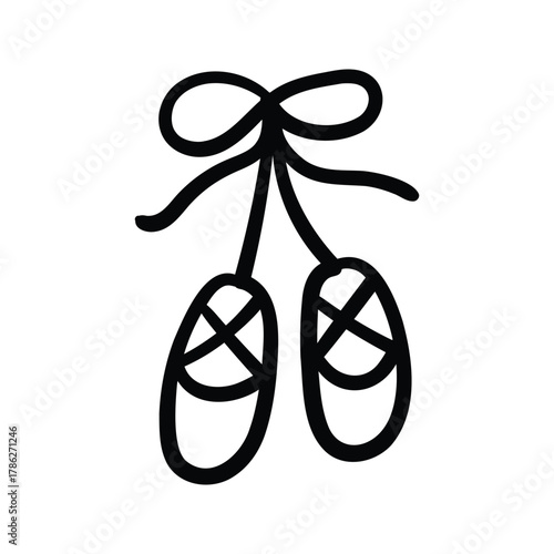 Hand drawn ballet shoes outline element icon
