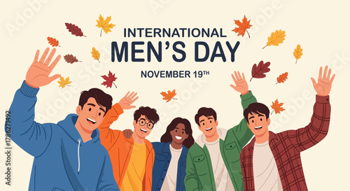 International Men s Day Celebration Illustration Diverse Group of Friends