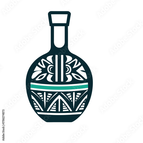 Abstract Flask Icon with Geometric Patterns Vector Icon Set of Various Transportation Vehicles