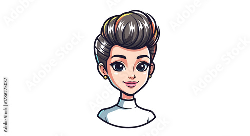 Stylish cartoon woman with voluminous hair and elegant look for graphic use