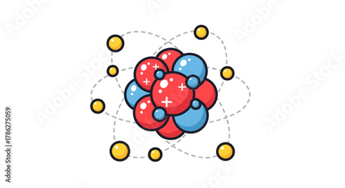 Stylized atomic model with orbiting electrons, perfect for science and education visuals