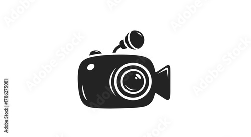 Stylized camera icon with a microphone, creative media design, versatile for modern video projects