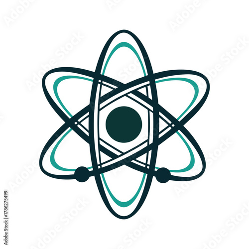 Atom Icon Illustration, Science and Technology Vector Icon Set of Various Transportation Vehicles