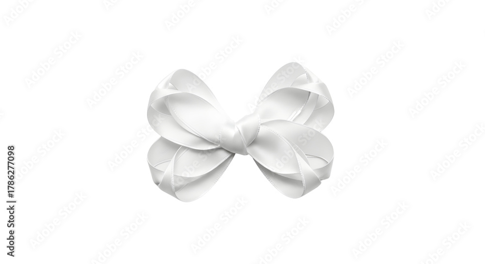 Naklejka premium Elegant white silk ribbon bow isolated for gift wrapping and wedding decoration design isolated PNG with Transparent Background