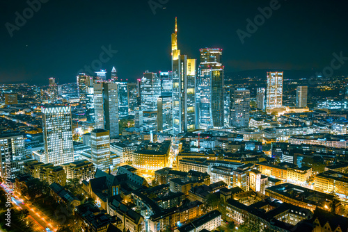 Wallpaper Mural Aerial view of the illuminated skyline of Frankfurt am main during the night Torontodigital.ca