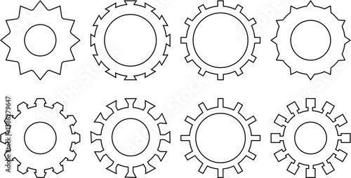 Gear setting vector icon set. Mechanic settings icon black and white vector sign . Progress or construction concept. Cogwheel icons UI vector.