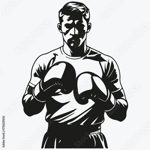 man in boxing gloves sketch illustration vector
