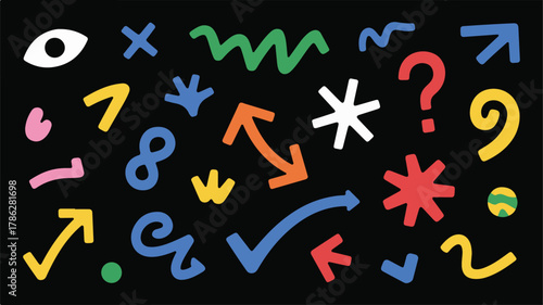 Colorful numbers and letters vector illustration set