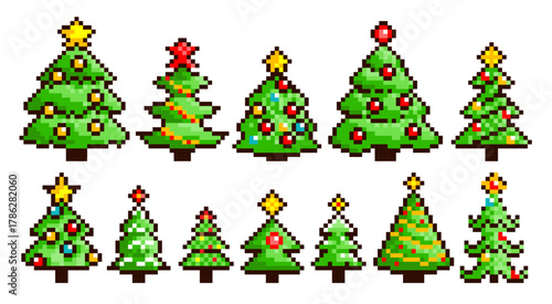 The set of pixel Christmas trees.
