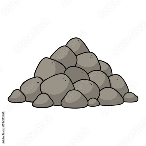 A rugged pile of boulders and rocks, stacked naturally with varied shapes, sizes, and textures, creating a raw, earthy, and timeless landscape scene.
