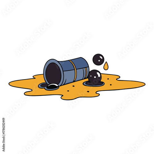 A dark, sticky oil slick spreads over water, coating wildlife and shorelines, harming the ecosystem and leaving a grim, polluted landscape in its wake.
