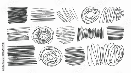 set of black and white hand drawn sketches and illustrations