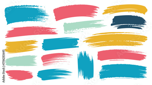 Set of colorful hand drawn hand illustrations