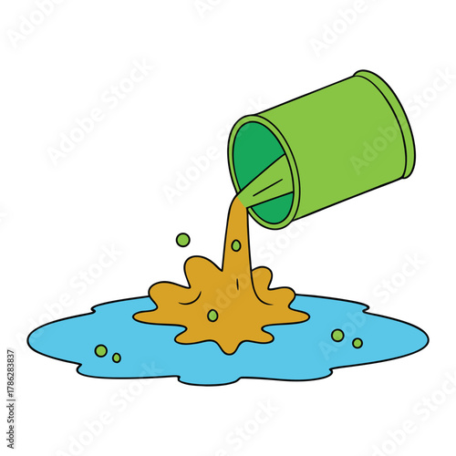 Toxic waste spills into clean water, turning it dark and unsafe. A powerful warning scene about pollution, environmental damage, and the urgent need to protect nature and keep our planet pure.
