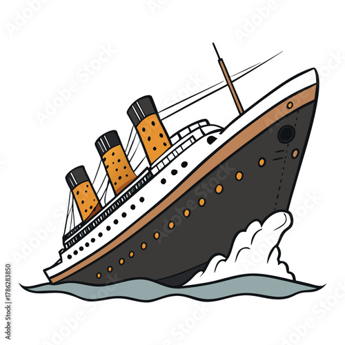 The Titanic sinks into the deep Atlantic after striking an iceberg. A tragic night of chaos, heroism, and loss as the massive ship disappears beneath freezing waters, leaving history behind.”