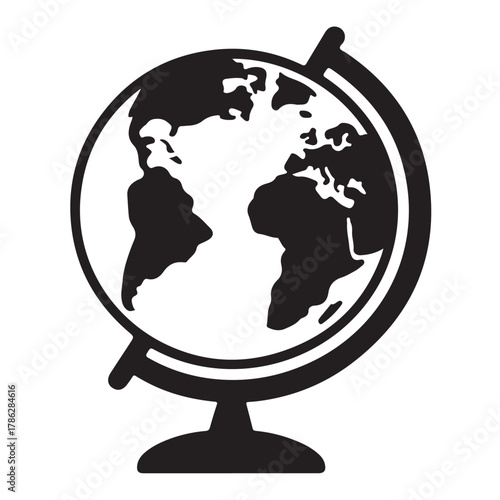 Illustration of a globe showing continents isolated on white background geography and world exploration concept