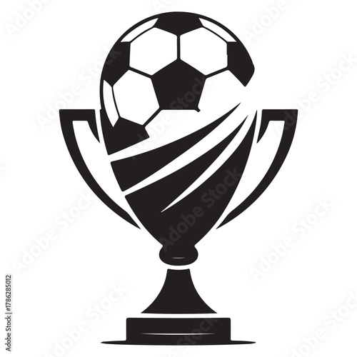 Illustration of a soccer ball on top of a trophy isolated on white background sports competition and achievement