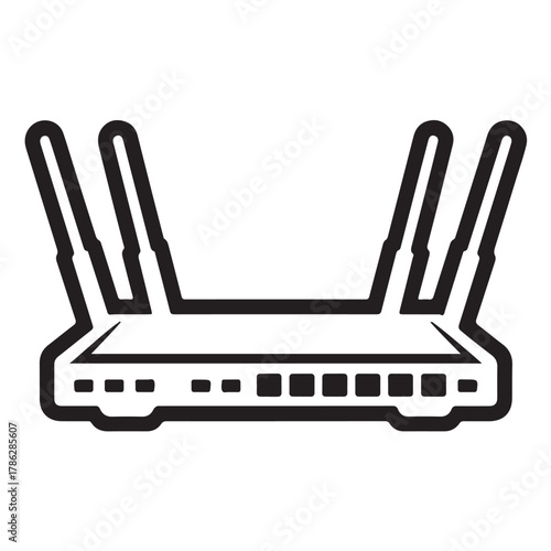 Illustration of a wireless router isolated on white background, providing internet access to devices at home