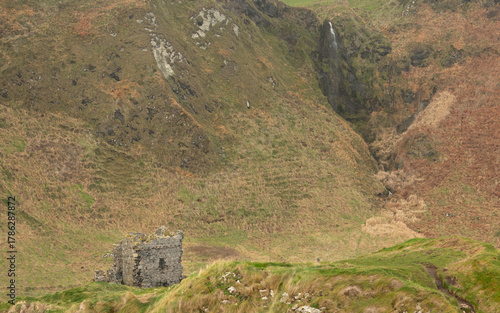 Kinbane Castle ruins on rocky outcrop, Causeway Coast, Northern Ireland – dramatic coastal heritage landscape