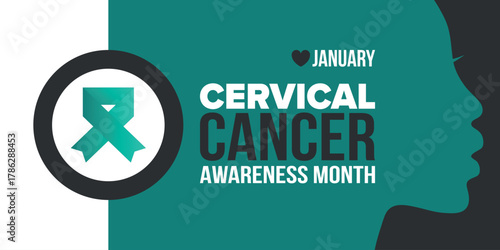 Cervical Cancer Awareness Month. Celebrate annual in January. Woman healthcare. Girl solidarity. Cancer prevention. Female disease. Medical healthcare concept. Poster, banner and background. Vector
