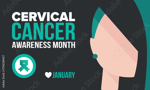 Cervical Cancer Awareness Month. Celebrate annual in January. Woman healthcare. Girl solidarity. Cancer prevention. Female disease. Medical healthcare concept. Poster, banner and background. Vector