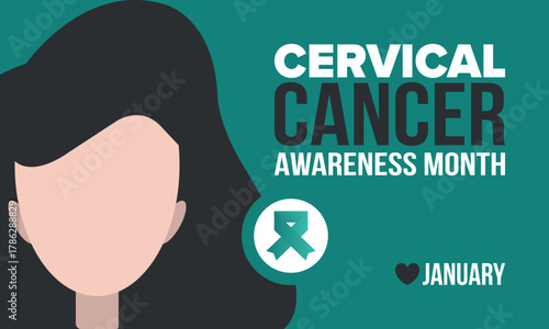 Cervical Cancer Awareness Month. Celebrate annual in January. Woman healthcare. Girl solidarity. Cancer prevention. Female disease. Medical healthcare concept. Poster, banner and background. Vector